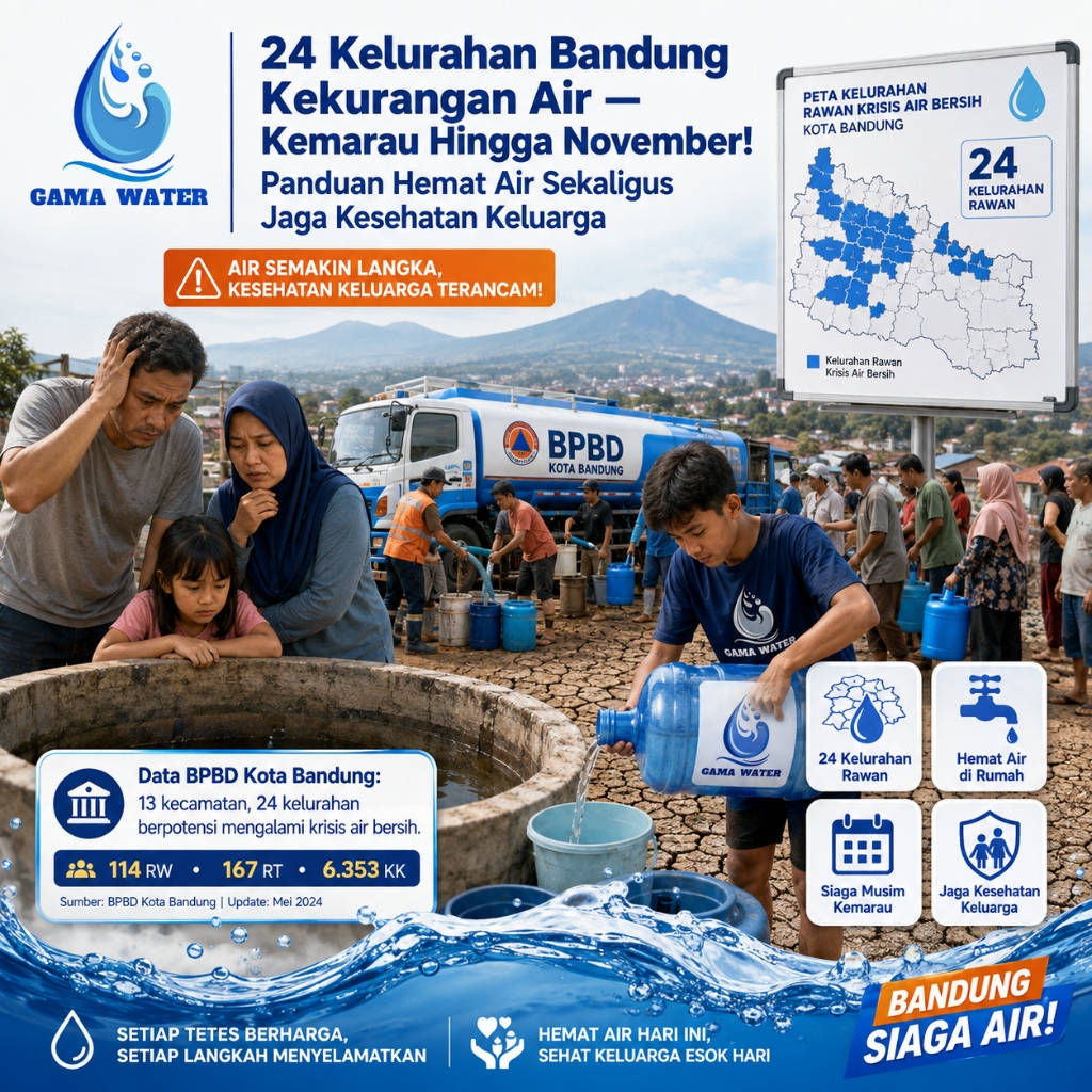 24 Kelurahan Bandung Sudah Kekurangan Air & Kemarau Diprediksi Berlanjut Hingga November — Panduan Lengkap Hemat Air Sekaligus Jaga Kesehatan Keluarga Lo!