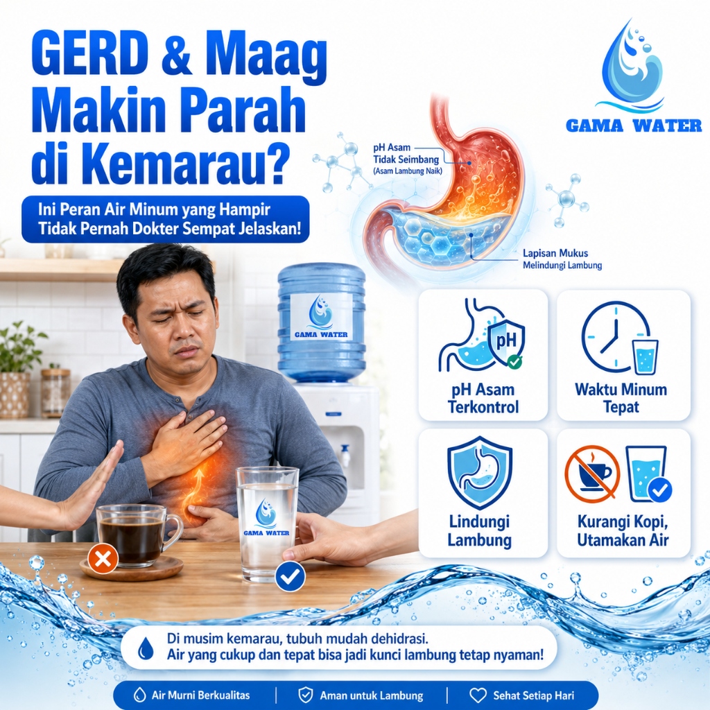 GERD Maag Asam Lambung Pencernaan Air Minum Dehidrasi Kemarau Gama Water Bandung