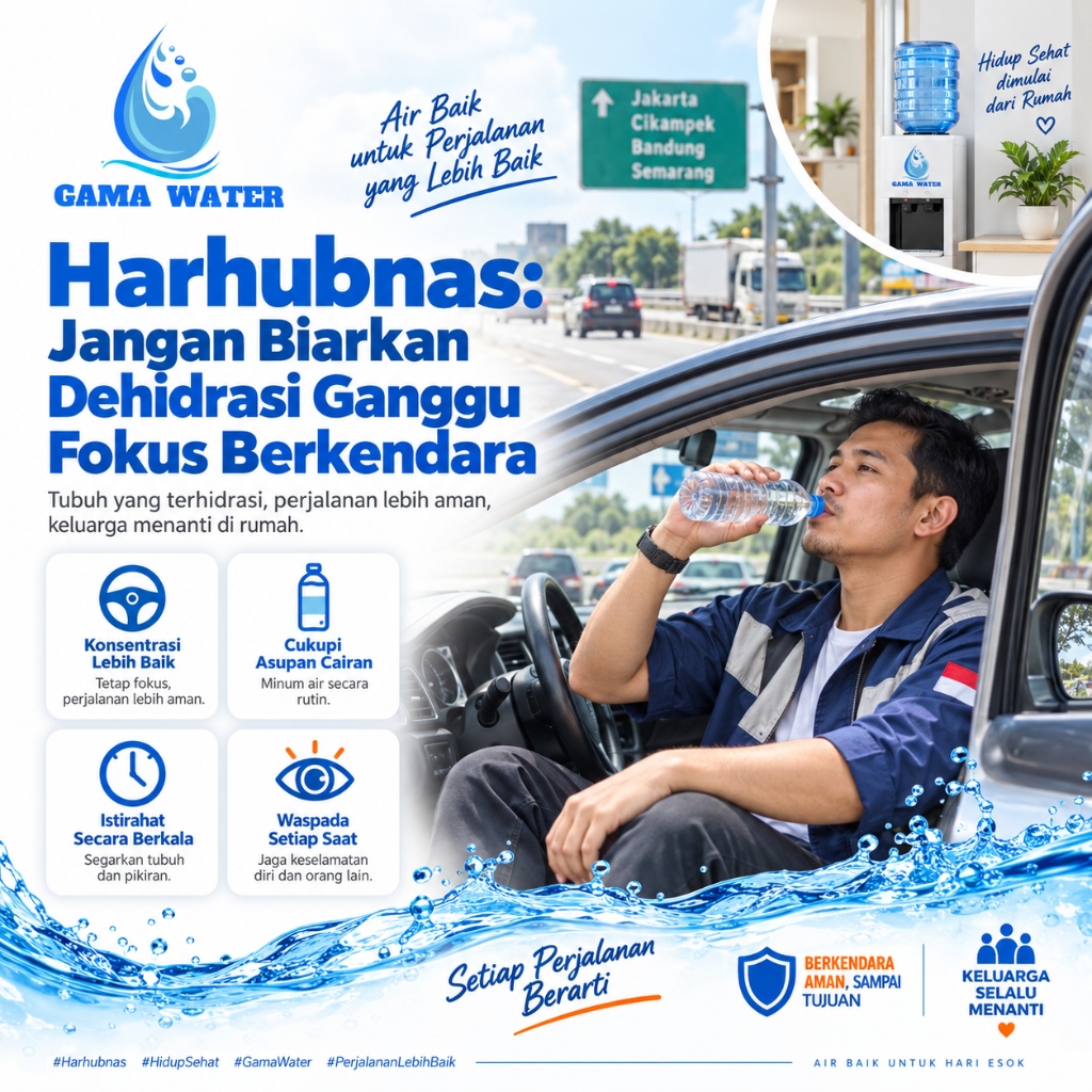 Harhubnas Jangan Biarkan Dehidrasi Ganggu Fokus Berkendara Keselamatan Jalan Gama Water Bandung
