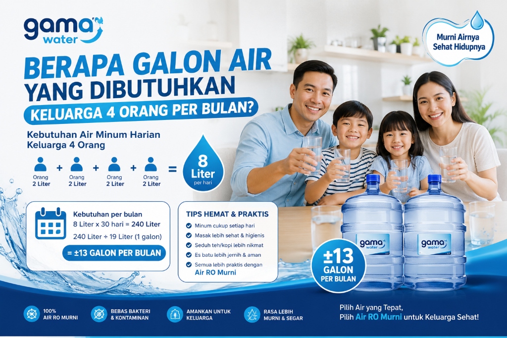 Berapa Galon Air yang Dibutuhkan Keluarga 4 Orang per Bulan?