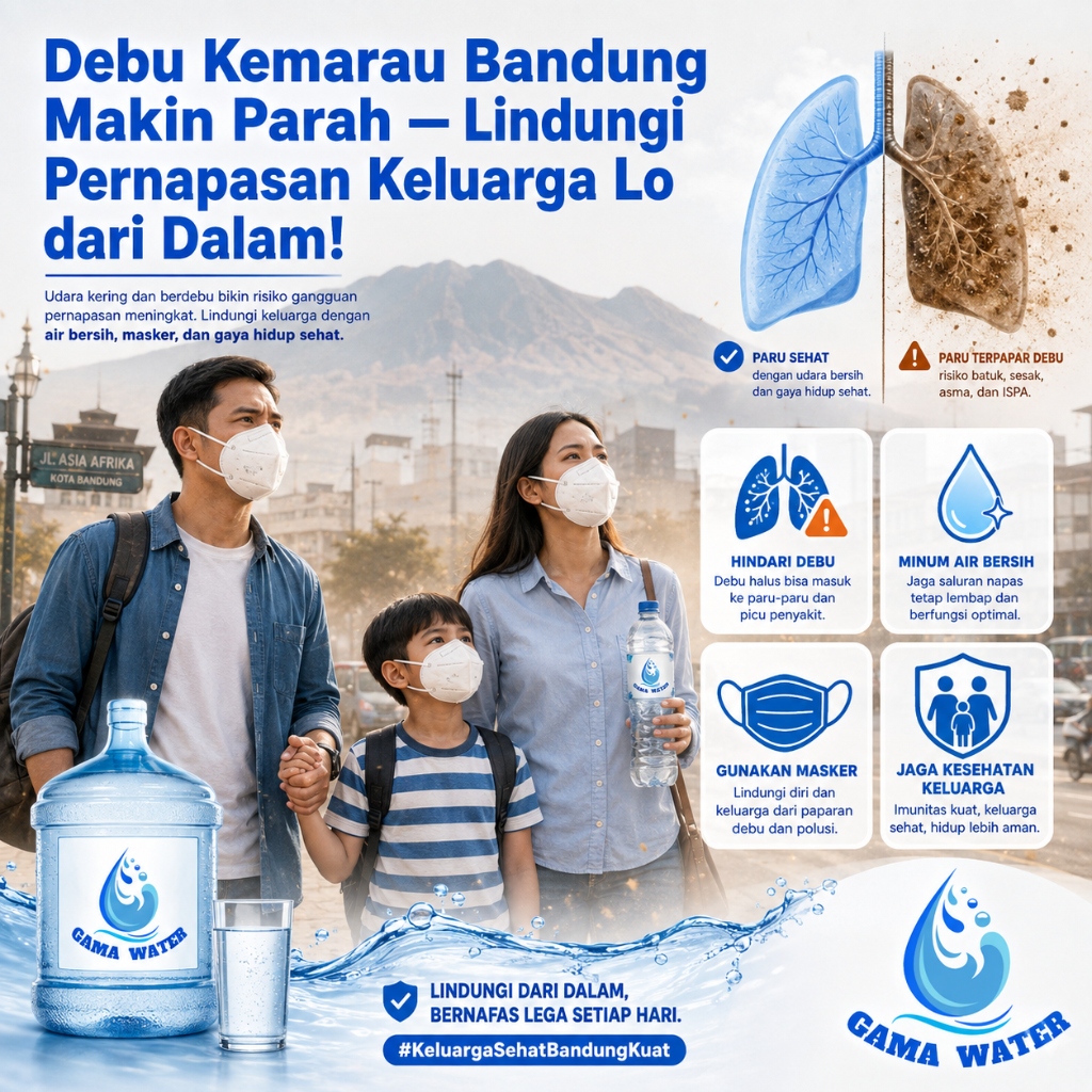 Polusi Debu Kemarau Bandung 2026: Dampaknya pada Kesehatan Pernapasan & Kenapa Air Minum Berkualitas adalah Pertahanan Terbaik Keluarga Lo