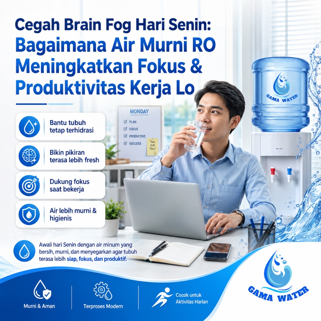 Cegah Brain Fog Hari Senin: Bagaimana Air Murni RO Meningkatkan Fokus & Produktivitas Kerja Lo