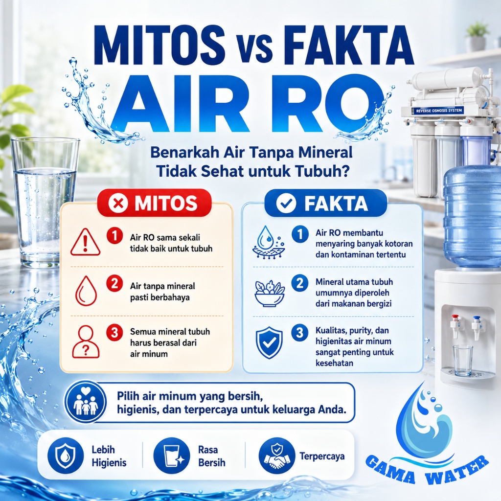 Mitos vs Fakta Air RO: Benarkah Air Tanpa Mineral Tidak Sehat untuk Tubuh?