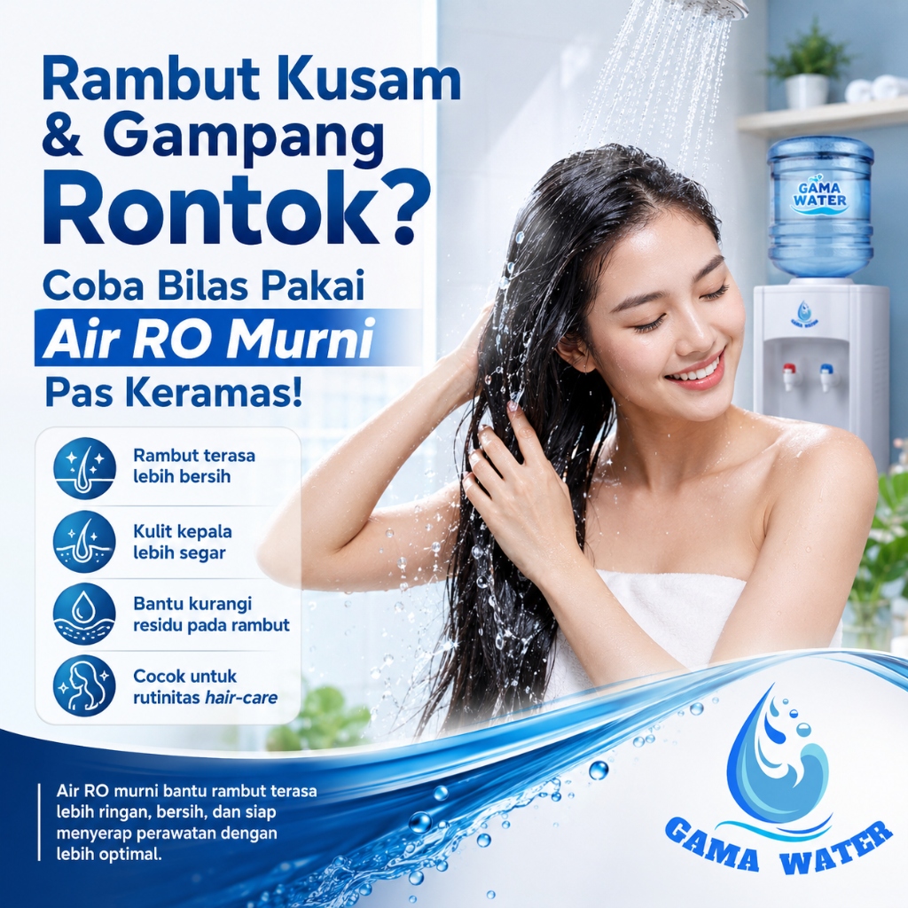 Rambut Kusam & Gampang Rontok? Coba Bilas Pakai Air RO Murni Pas Keramas!