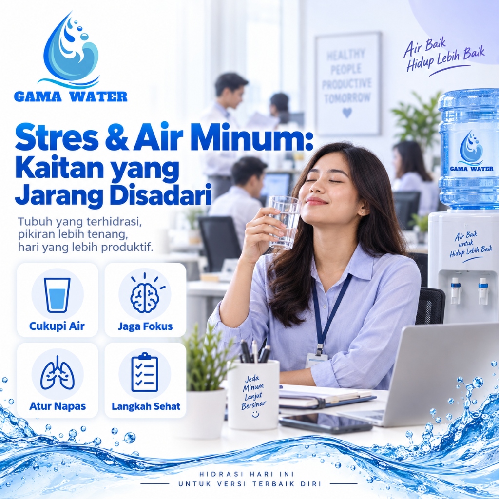 Stres dan Air Minum Kaitan yang Jarang Disadari Jaga Fokus Cukupi Air Pikiran Lebih Tenang Gama Water Bandung