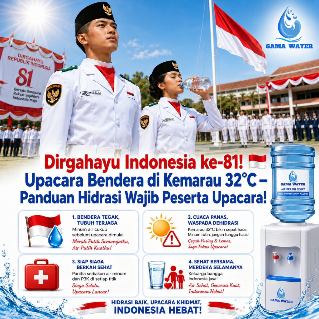 Dirgahayu Indonesia ke-81! 🇮🇩 Upacara Bendera di Kemarau 32°C — Panduan Hidrasi Wajib Peserta & Keluarga
