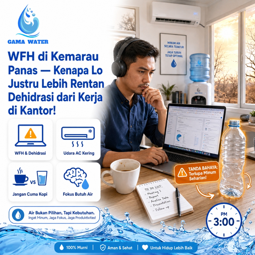 Kerja dari Rumah Seharian di Kemarau Panas Ini? Waspada — WFH Justru Bikin Lo Lebih Rentan Dehidrasi dari Kerja di Kantor!